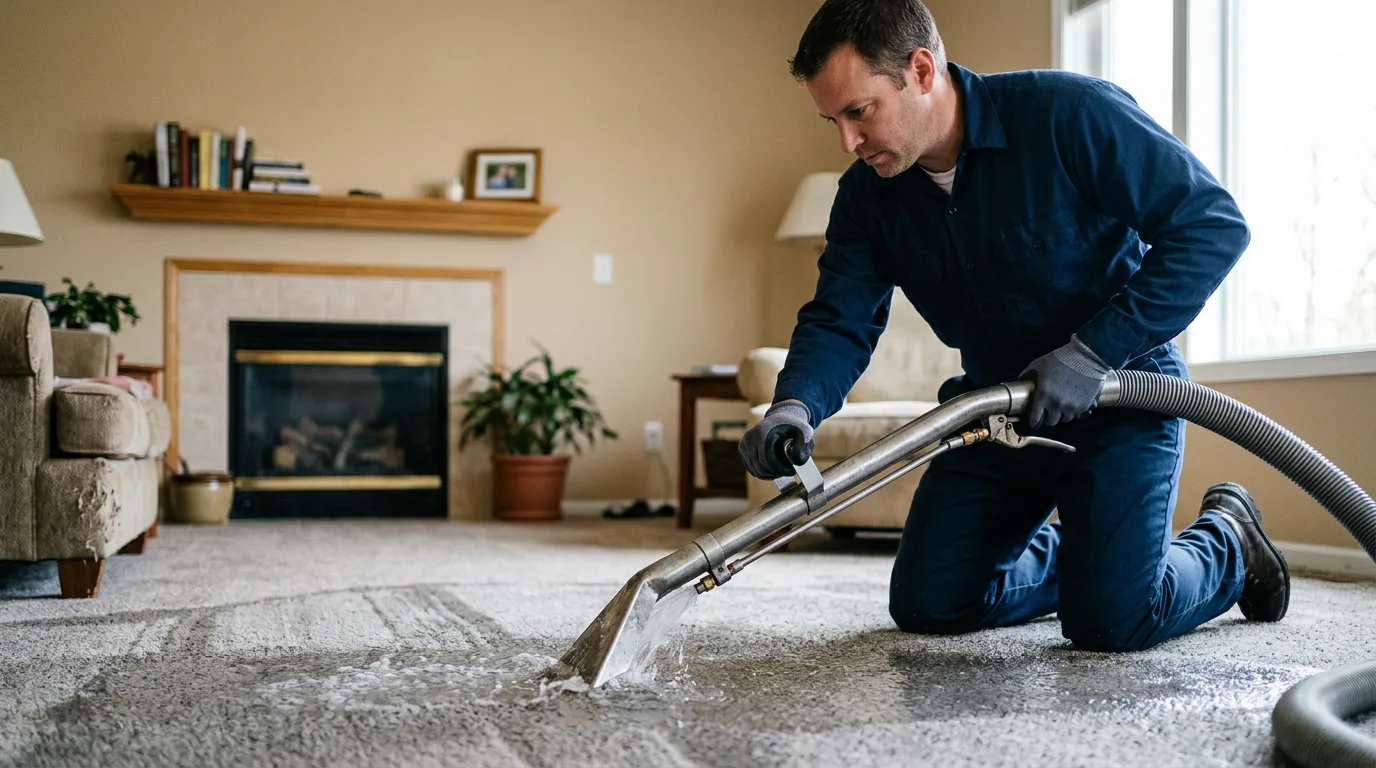 Water damage restoration technician working near Ideal, GA